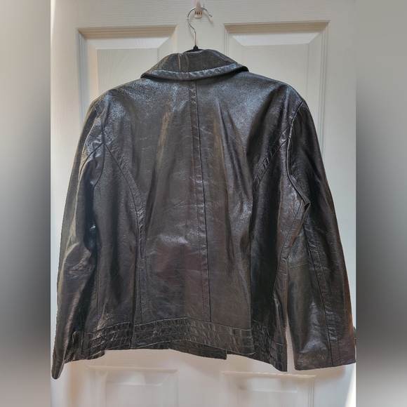 Michael Kors Geniune Leather Black Double-Breasted Jacket Size XL - Picture 2 of 4